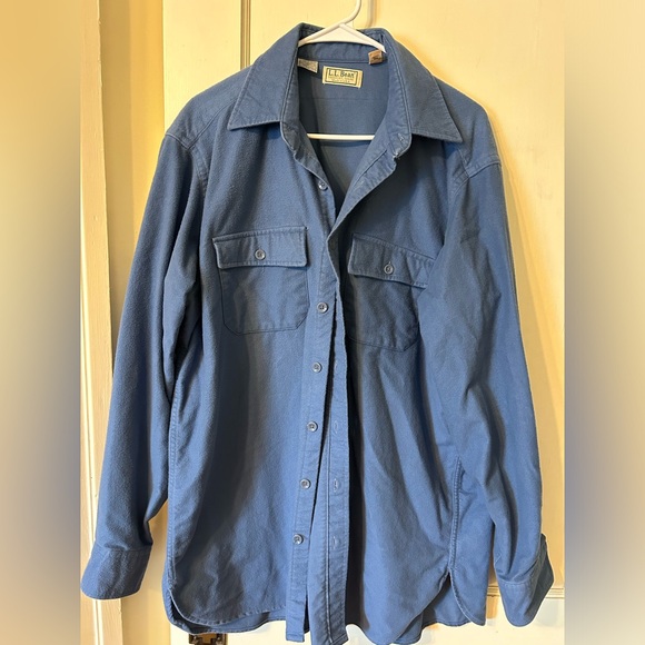 Vintage LLBean long-sleeved button-down check shirt from the 1990s, men's size XL. cotton blue type Vintage Second Hand